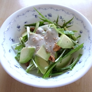 水菜とアボカドのヨーグルトドレッシングサラダ（1）